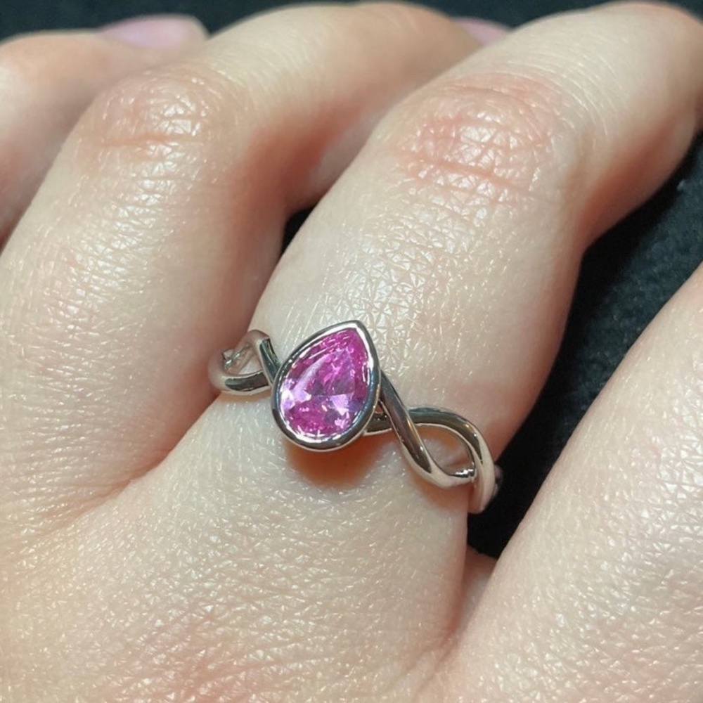 Barbie of Swan Lake Odette Ring with Pink Tourmaline CZ Crystal